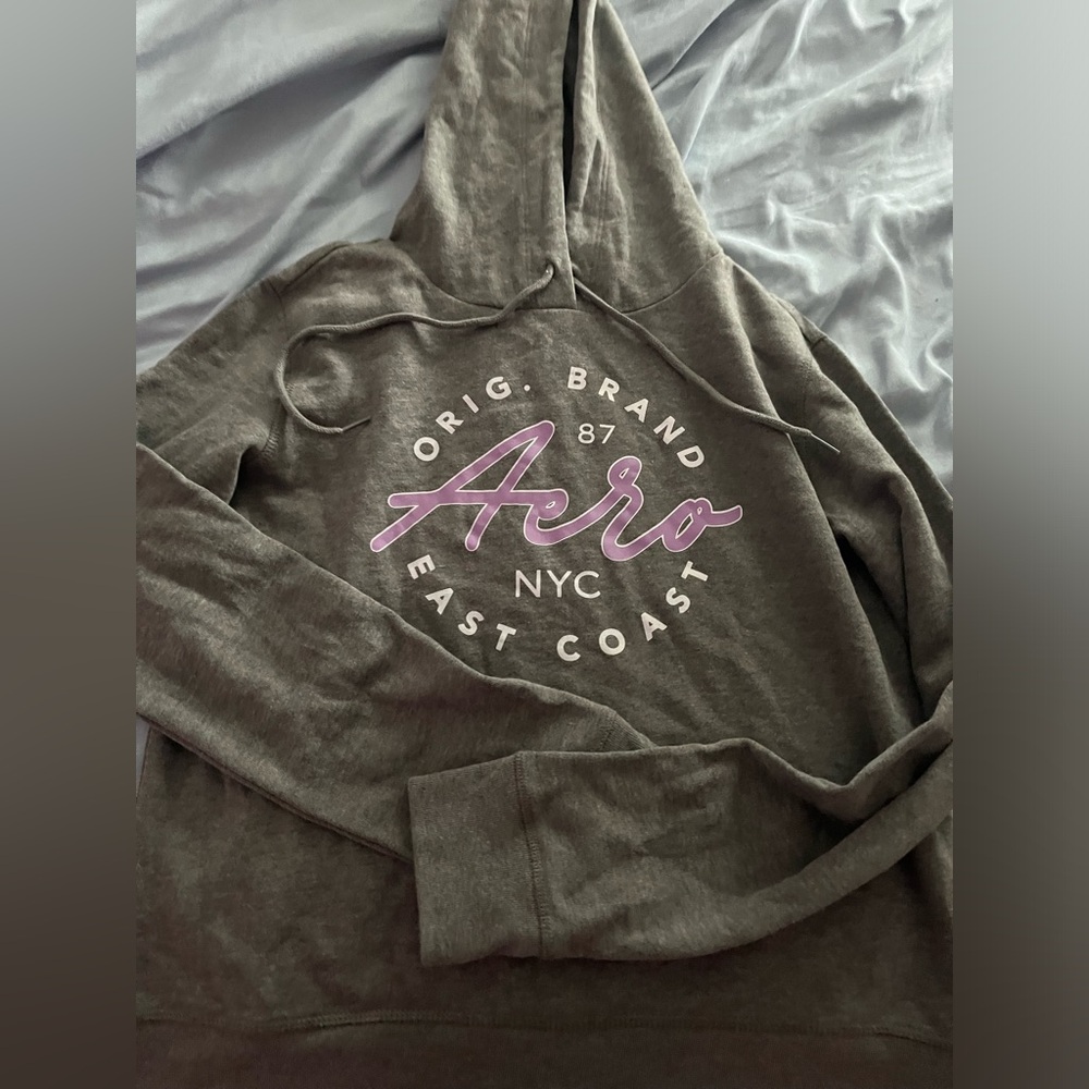 NWOT Gray Aeropostale Hoodie With Purple Letters